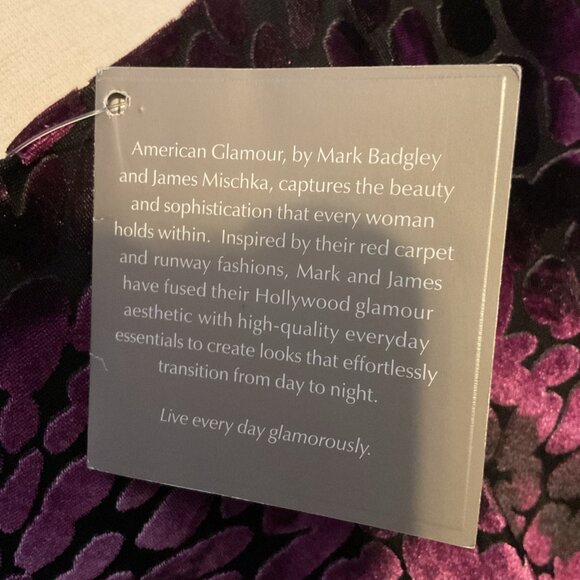 American Glamour Badgley Mischka Purple Black‎ Velvet Burnout Jacket Small M New - Picture 7 of 7